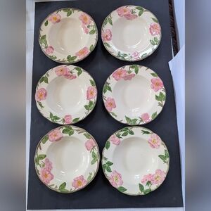 Set of 6 Franciscan Desert Rose 8.5” Rimmed Soup/ Salad Bowl England.